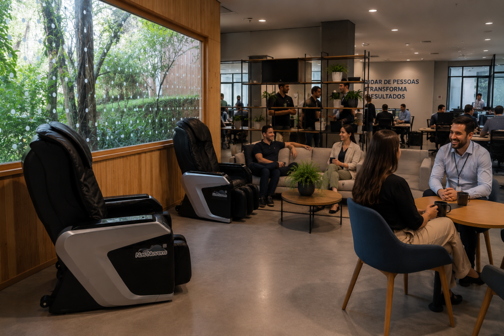 Como funciona a logística da cadeira de massagem em eventos de grande porte?